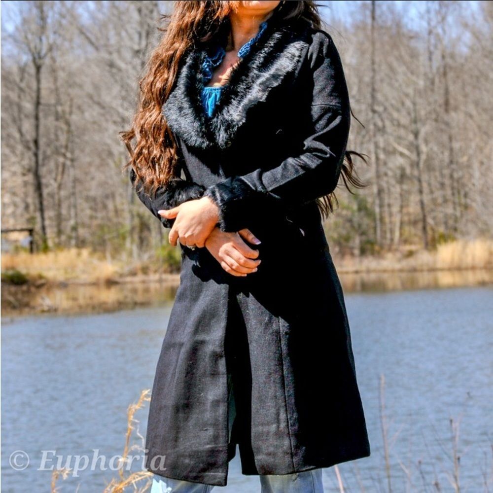 Genuine rabbit/angora coat